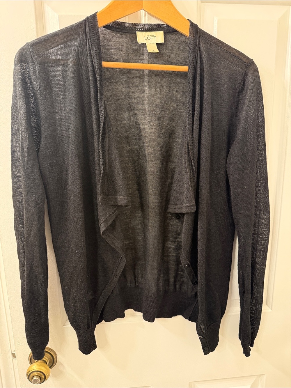 LOFT Black Lightweight Waterfall Cardigan